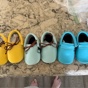 Vibrant Kids Moccasins - Yellow, Mint, and Blue